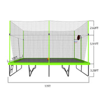 10x17FT Rectangular Trampoline with Basketball Hoop, Gymnastics Trampoline with Enclosure Net and Ladder, Recreational Trampoline Superior Bounce Performance Build for Families and Athletes (Green)