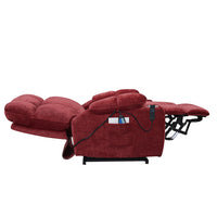 Dual OKIN Motor Power Lift Recliner Chair with Massage and Heating Function for Elderly, Modern Recliner Chair with 2 Cup Holders and Lay Flat 180 Degree for Living Room, Red