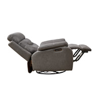 Oversized Power Recliner Chair for Adults, 240 Degree Swivel Glider Rocker Rocking Chair with Adjustable Backrest 90-132 Angle and Built-in Charging Ports for Living Room, Gray