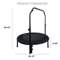 40 Inch Foldable Mini Exercise Trampoline for Adults Kids, Indoor Outdoor Fitness Rebounder with Adjustable Height, Max Load 440 lbs