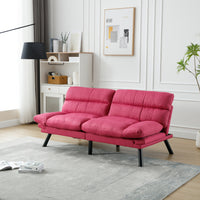 TRIPLE TREE Modern Loveseat Sofa Couch with Metal Feet,Upholstered 2 Seater Sleeper Sofa with Iron Legs,Accent Deep Seat Recliner with Sturdy Frame and Breathable Fabric,for Small Space,Apartment,Rose Red