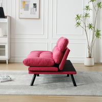 TRIPLE TREE Modern Loveseat Sofa Couch with Metal Feet,Upholstered 2 Seater Sleeper Sofa with Iron Legs,Accent Deep Seat Recliner with Sturdy Frame and Breathable Fabric,for Small Space,Apartment,Rose Red