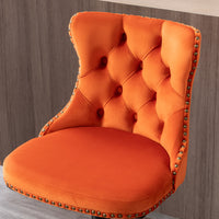 Swivel Bar Stools Set of 2 with Adjustable Seat Height, Contemporary Velvet Counter Stool with Metal Legs and Chrome Nailhead Trim Backrest, Dining Chair for Home and Pub, Orange & Black