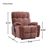Motor Power Lift Recliner, Single Sofa Chair with Massage and Heat Function for Elderly, Infinite Position Lay Flat 180° Recliner with Side Pockets and Cup Holders for Living Room Office, Rose