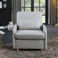 Accent Chair with Storage Ottoman,Living Room Chair with Folding Side Table,Comfort Armchair with Thick Padded Backrest & Lumbar Pillow,Lazy Sofa Chair,Reading Chair for Bedroom Office,Light Gray