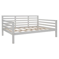Full Size Daybed, Wooden Daybed Frame with Hollow Backrest and Armrests, Multifunctional Paltform Sofa Bed with Premium Wood Slats Support and Underbed Storage, No Box Spring Needed, White
