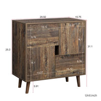 Sideboard, Restaurant Buffet Sideboard with 4 Storage Spaces, Home Coffee Bar Storage Cabinet, Bathroom Cabinet, Entrance Channel Basement, Bedroom and Living Room, Espresso
