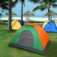 Waterproof Camping Dome Tent for 2 Person, Outdoor Hiking Survival Canopy Travel Tent with Top Trap Hook and Dual-way Zip for Adult Family Travel, Green&Orange