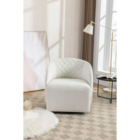 Swivel Accent Barrel Chair, Comfy Round Accent Sofa Chair for Living Room, 360 Degree Club Chair, Velvet Fabric Leisure Arm Chair for Nursery Bedroom Living Room Lounge Hotel Office (Ivory)