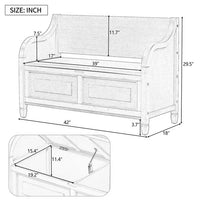 Storage Bench with Hidden Storage Space, Shoe Bench with Backrest and Removable Upholstered Cushion, Solid Wood Entryway Bench for Entryway Living Room Bedroom, Gray Wash + Beige
