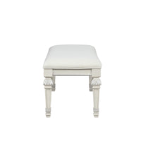 Triple Tree Metal Silver Finish Traditional Bench Ornated Round Knobs Diamond-button tufting adds a classic look, Creamy White