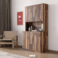 70.87" Tall Wardrobe & Kitchen Cabinet, Freestanding Storage Cabinets with 6-Doors, 1-Open Shelves and 1-Drawer, Kitchen Buffet Hutch Cupboard Pantry Cabinet for Bedroom Living Room, Walnut