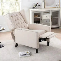 Manual Wingback Recliner Chair, Vintage Accent Chair, 27" W Recliner Chair with Nailhead Trim and Birch Legs, Tufted Single Sofa Chair, for Home, Living Room, Office, Bedroom, Beige