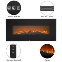Electric Fireplace - 42 Inch Faux Fireplace with Flame Wall Hanging Installation - Remote Control Operated, Safe for Daily Use Wide Wall Mount Heater