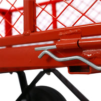 Steel Garden Cart, Heavy Duty 500 lbs Capacity Mesh Steel Garden Cart with Removable Mesh Sides, 180° Rotating Handle and 9.5 in Tires, Utility Garden Carts and Wagons for Garden, Farm, Yard, Red