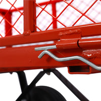 Steel Garden Cart, Heavy Duty 500 lbs Capacity Mesh Steel Garden Cart with Removable Mesh Sides, 180° Rotating Handle and 9.5 in Tires, Utility Garden Carts and Wagons for Garden, Farm, Yard, Red