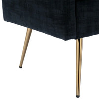 Velvet End Bed Ottoman Bench, Upholstered Bedroom Stool Storage Bench Accent Wood Shoe Bench with Fabric Padded Seat, 52.17'' Tufted Ottoman Bench Seat Sofa Bench Foot of Bed for Living Room, Black
