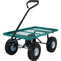 Heavy-Duty Steel Garden Cart, Folding Utility Wagon Cart with Removable Sides and 180°Rotating Handle,Metal Steel Wagon Cart for Outdoor, Lawn, Yard, Farm,Green,Weight Capacity 550 Lbs
