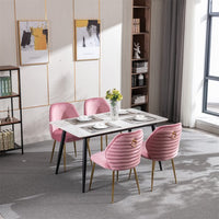 Modern Dining Chair Set of 2, Upholstered Velvet Accent Chair with Ring Ring Pull and Barrel Backrest, Side Chairs for Dining Room, Living Room, Bedroom, Guest Room, Pink