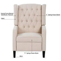Manual Wingback Recliner Chair, Vintage Accent Chair, 27" W Recliner Chair with Nailhead Trim and Birch Legs, Tufted Single Sofa Chair, for Home, Living Room, Office, Bedroom, Beige