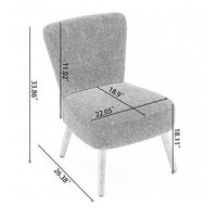 Teddy Fabric Slipper Chair Modern Accent Chair with Button Ergonomic Backrest, Upholstered Comfy Side Chair with Solid Wood Legs for Living Room Bedroom Make-Up Room, Dark Gray