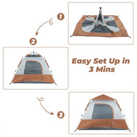 Instant Cabin Tent, 4 Person Camping Tent with 2 Ground Vents, Portable Waterproof & Windproof Tent with Carry Bag for Family Camping, Upgraded Ventilation, Setup in 60 Seconds