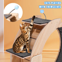 Cat Sports Running Wheel,Cat Exercise Wheel Wood Climbing Frame,Cat Litter Fitness Wheel,Oversized Roller Cat Indoor Activity Center,Large(Right)