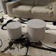 Nesting Coffee Table Set of 2, Modern Circle Accent Coffee Tables for Small Spaces, End Table MDF Side Table for Living Room, Bedroom, Balcony, Office (White)