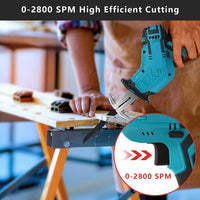 Variable Speed Electric Reciprocating Saw, Lightweight 20V 2.0Ah Cordless Battery Powered Sawzall with 8 Saw Baldes and Built-in LED Light for Cutting, Blue