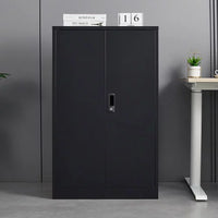 42" Metal Storage Cabinet with 2 Locking Doors and Adjustable Shelf,Lockable File Cabinet,Storage Locker Cabinet for Home Office,School,Garage, Black