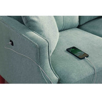 56.7" Modern Fabric Loveseat Sofa with USB Charging Port, Living Space Sofa 2 Seater, Loveseat Sofa with Waterproof FabricSuitable for Small Spaces, Living Room, Office, Easy to Install, Baby Blue