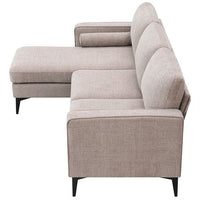 86" Convertible Sectional Sofa, Modern Accent Sofa with Reversible Chaise, Chenille Fabric L-Shaped 3-Seat Sectional Sofa with 2 Pillows and Metal Legs for Living Room Apartment Hotel, Camel