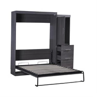Full Size Murphy Bed with Wardrobe and Drawers, Modern Wall Bed Can Be Folded into a Cabinet, Full Size Storage Bed Frame for Multipurpose Guest Room or Home Office, Space-Saving Design, Gray