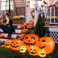 7FT Long Halloween Inflatables Pumpkin, 7 Pumpkins Decoration with Build-in LEDs Blow Up Inflatables for Halloween Party Outdoor, Yard, Garden, Lawn Decorations