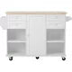 Kitchen Island Cart with Spacious Tabletop and 4 Locking Wheels, 52.8" Large Kitchen Trolley Cart with 4 Drawers, 1 Door and Adjustable Shelves, Spice Rack Towel Rack Rolling Kitchen Island Cart White