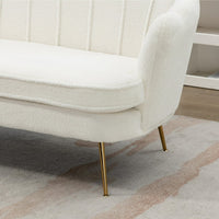 59"W Accent Sofa Couch, Modern Loveseat Sofa with Gold Metal Legs, Two-Seater Sofa Small Sofa Small Mini Room Couch for Small Space Office Studio Apartment Bedroom, Ivory Boucle