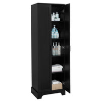 TRIPLE TREE 22'' Double Door Storage Cabinet with Adjustable Shelves, High Quality Bathroom Cabinet with MDF Material, for Living room, Bathroom, Black