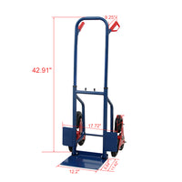 Stair Climbing Hand Truck 440lb，Heavy Duty Dolly Cart for Stairs, Hand Truck, Warehouse Appliance Cart with Six Wheels, Red