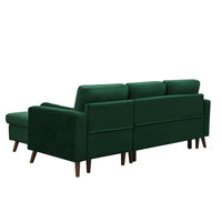 88" Convertible Sectional Sofa with Pull-Out Bed, Modern Tufted Velvet Upholstered Corner Sofa Bed with Reversible Storage Chaise and 2 Pillows, 3-seat L-Shaped Sofa Couch for Living Room Office Green