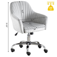 Home Office Chair,Modern Velvet Executive Desk Chair Accent Armchair with Lumbar Support,360°Swivel Adjustable Task Chair with Soft Seat,Vanity Chair with Metal Base for Living Room Office,Light Gray