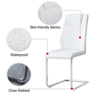 Dining Chairs Set of 4, Modern Dining Chairs with Faux Leather Padded Seat Upholstered High Back Diner Chair with Metal Legs for Kitchen, Living, Bedroom, Dining Room Armless Side Chair, White
