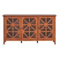 62.2" Rustic Accent Cabinet, Modern Console Table Sideboard, Vintage Wood Storage Cabinet, Narrow Sideboard With 3 Doors and Adjustable Shelves, for Living Room Dining Room, Brown