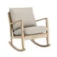 Linen Fabric Upholstered Comfy Rocking Chair Nursery Chair, Modern Accent Chair with Solid Wood Legs, for Porch, Garden Patio, Balcony, Living Room, Bedroom, Beige