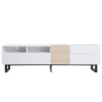 Modern TV Stand for TVs up to 80 Inch, Entertainment Center TV Console Table with Double Storage Space and Drop Down Door for Living Room, Bedroom,Home Theatre,White