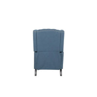 Arm Pushing Recliner Chair, Modern Button Tufted Wingback Manual Push Back Recliner Chair with Nailhead Trim & Wood Leg, Upholstered Living Room Chair Single Reclining Sofa Home Theater Seating, Blue