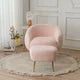 Modern Accent Chair with Ottoman Set,Teddy Fabric Lounge Chair with Footrest,Upholstered Sofa Chair Barrel Chair with Golden Metal Legs, for Living Room, Bedroom, Reading Room, Home Office