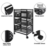 3-Tier Shelving Wheeled Organizer,Mesh Storage Drawer Cart with Lock on Wheels,Printer Stand Filing Cabinet with Pull Out Drawers for A4 Sized Document for Office/Kitchen/Bedroom/Laundry