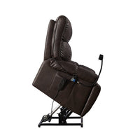 Electric Power Lift Recliner Chair Sofa, Leather Recliner Chair with Massage and Heat, Lay Flat Lift Sleeping Chair with Adjustable Phone Holder, Side Pockets and Cup Holders for Elderly Adults