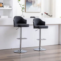 Adjustable Swivel Bar Stools Set of 2,Counter Heigh Bar Stools with Back,fabric Bar Stool for Kitchen Island,Upholstered Pub Stools with Footrest,Armless Dining Chairs for Bar(Dark Gray)