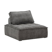 Accent Barrel Chair, Modern Upholstered Leisure Lounge Chair Lazy Sofa with 1 Pillow and Solid Wood Frame, Oversized Single Sofa Chair, Comfy Armless Barrel Chair Reading Chair for Living Room, Black